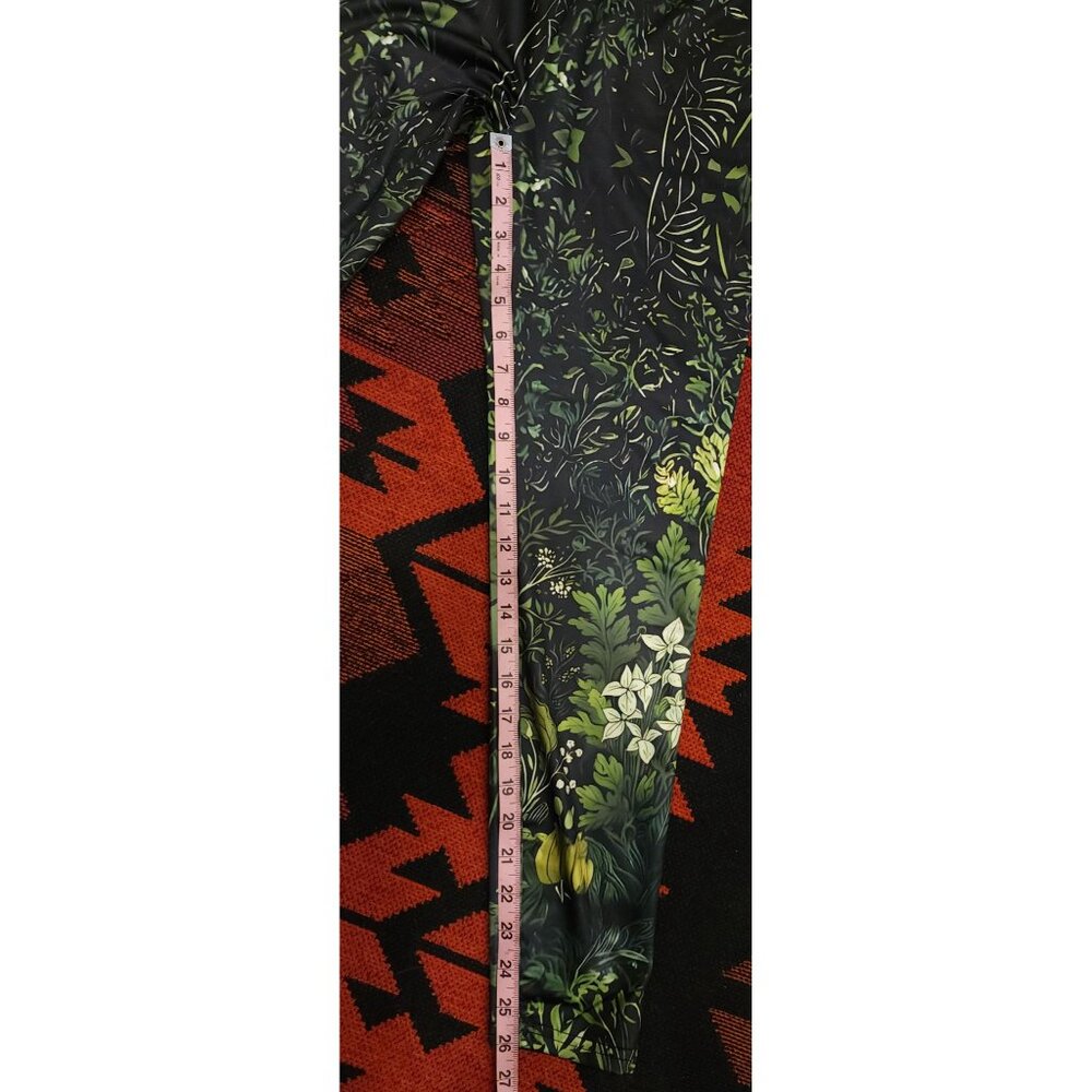Women's Floral Green Leaf Leggings. Stretch Polyester/Spandex. Size Small - Picture 5 of 6